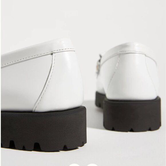 GH BASS Anthropology White Leather Lianna Horsebit Kiltie Bit Lug Sole Loafers 9 - Picture 7 of 13